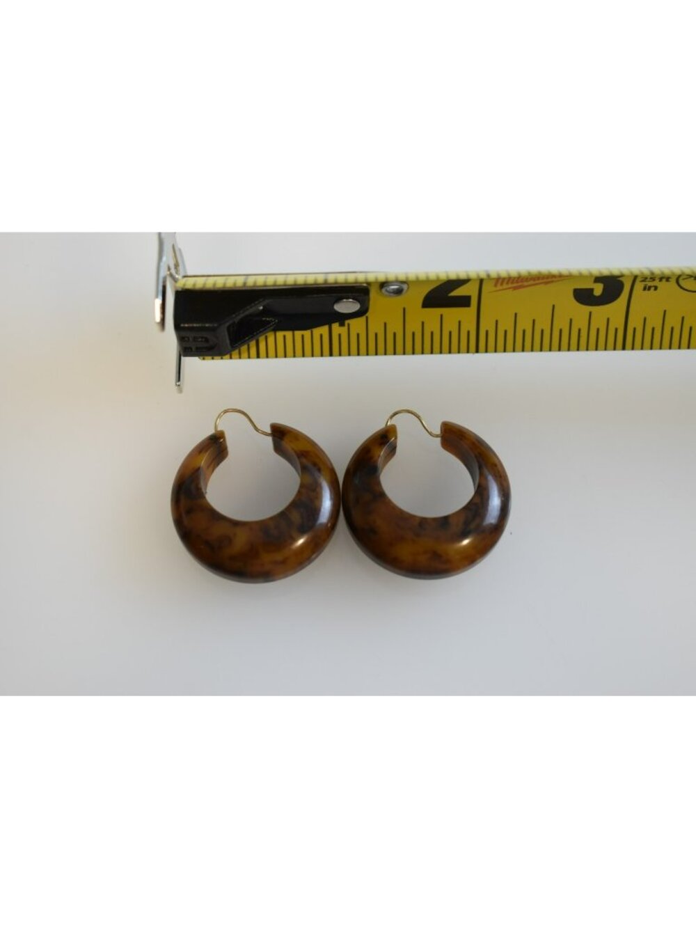 Vintage Chocolate Bakelite Tested Round Hoop Pierced Earrings